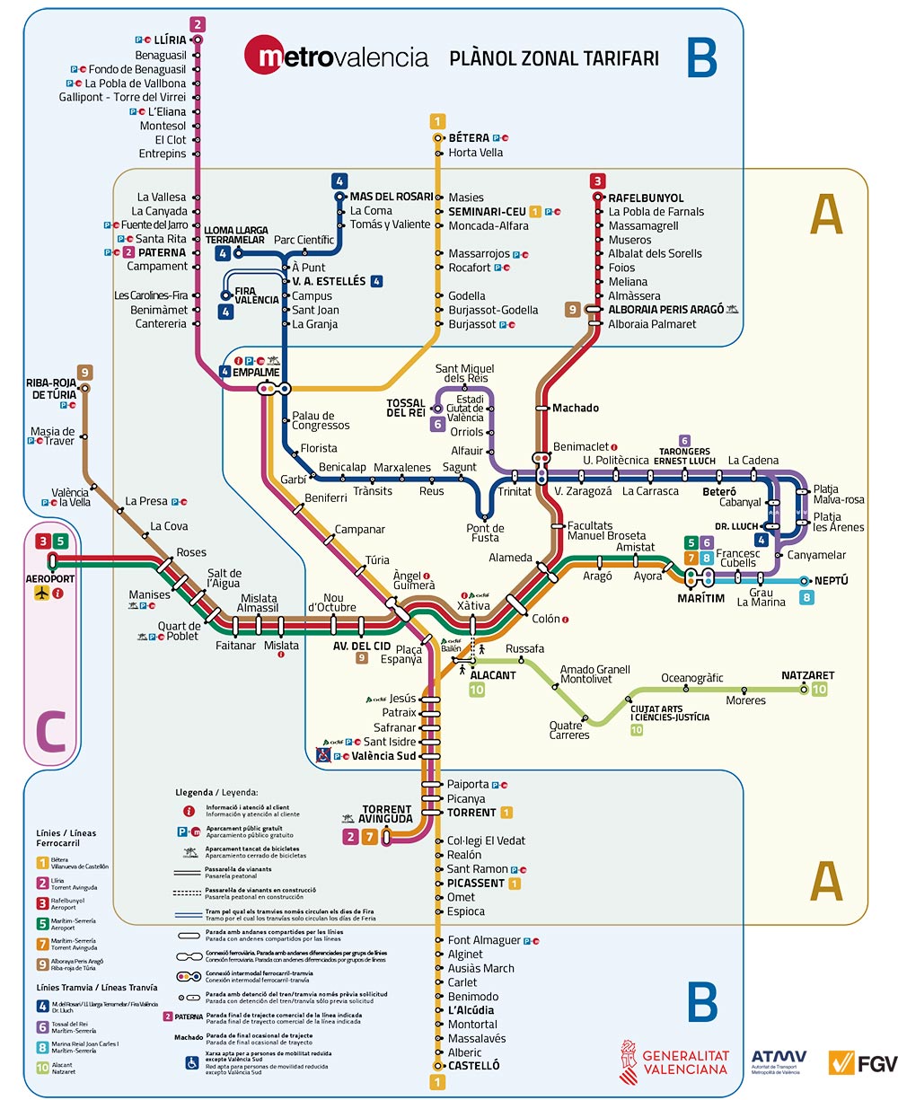 plano del metro de valencia